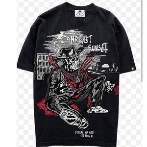 Warren Lotas One Last Sunset Skull Graphic T Shirt Black Mens Size XL BNWT